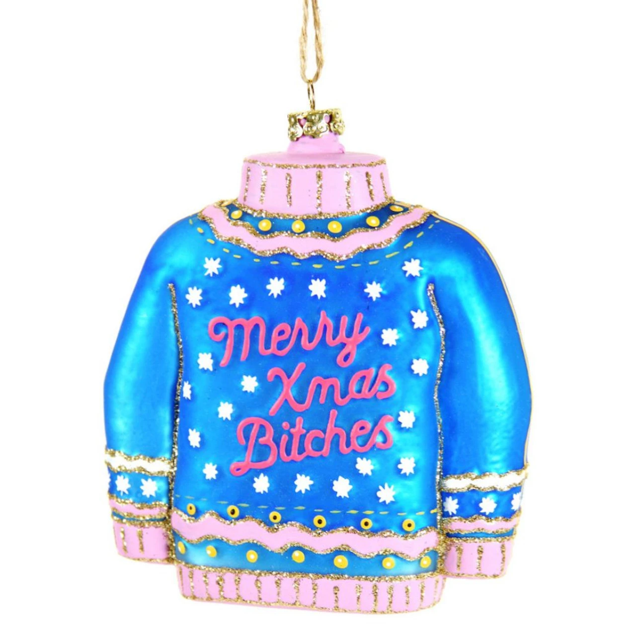 Cody Foster & Co - Merry Xmas Bitches Christmas Sweater Blown Glass Ornament