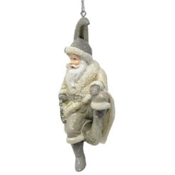 Kurt Adler Glittered Santa Sitting On Moon Ornament -Christmas Decoration Shop 010594B Glittered Santa Sitting On Moon Ornament front 05166.1648648509