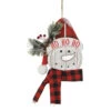 Wood Snowman Wearing Red Hat Ornament -Christmas Decoration Shop 019500A Wood Snowman Wearing Red Hat Ornament 31629.1667579386