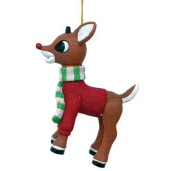 Rudolph Wearing Red Sweater Ornament -Christmas Decoration Shop 019763 Rudolph In Red Sweater Ornament 2 21540.1659013907