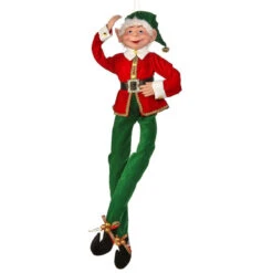 Large Red Jacket Bendable Elf Ornament