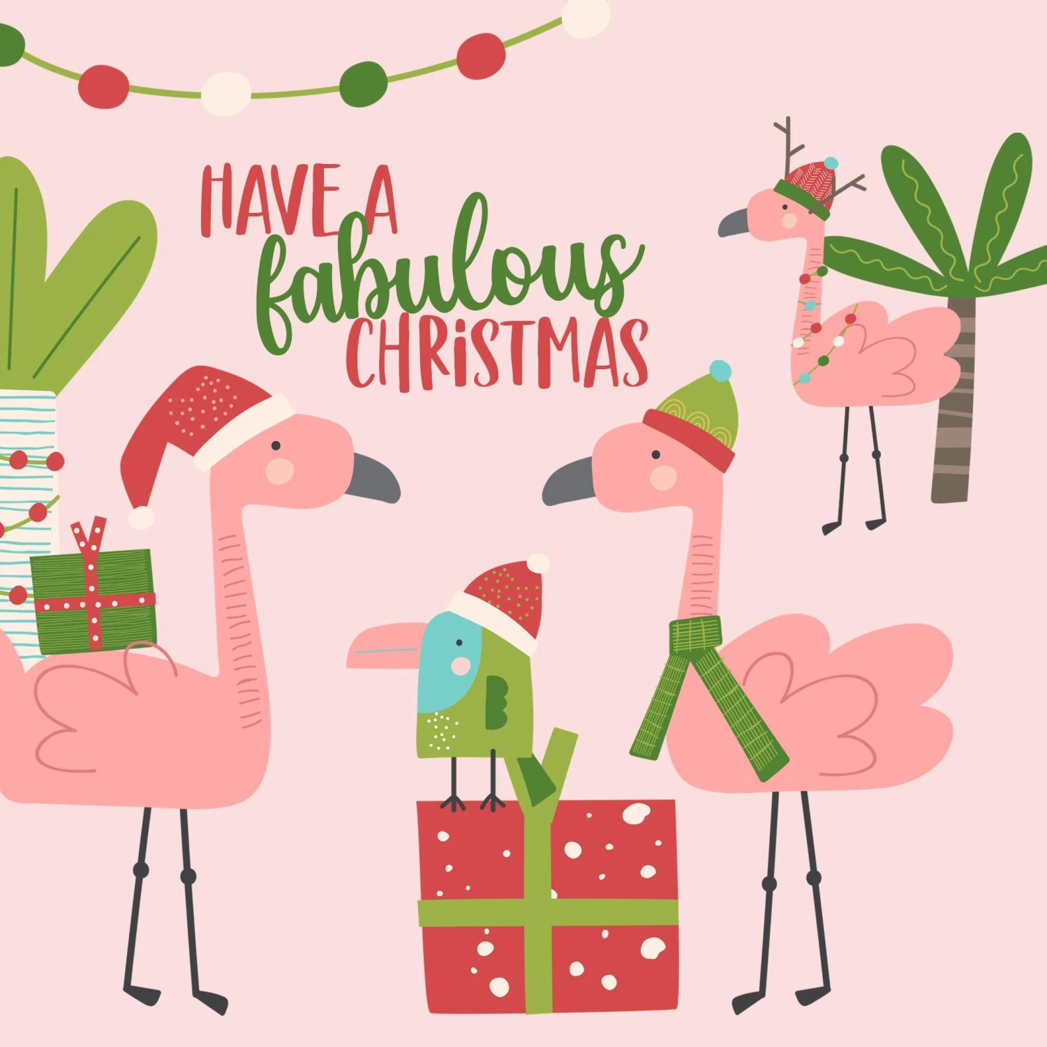 Fabulous Flamingos Christmas Confetti-exploding Greetings Card 4 Fabulous Flamingos Christmas Confetti-exploding Greetings Card - Image 2