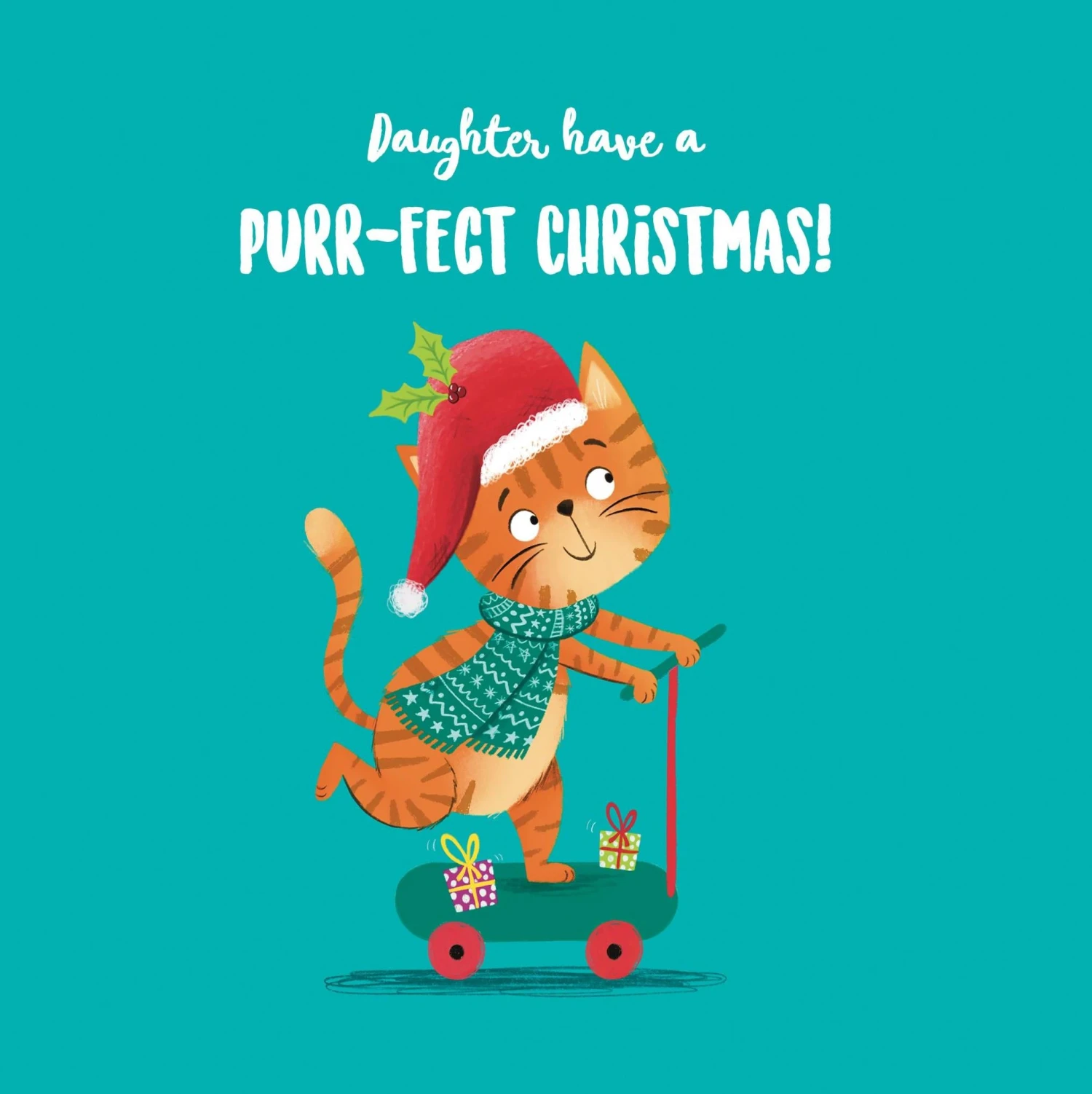 Cute Orange Cat Daughter Christmas Confetti-exploding Greetings Card 4 Cute Orange Cat Daughter Christmas Confetti-exploding Greetings Card - Image 2