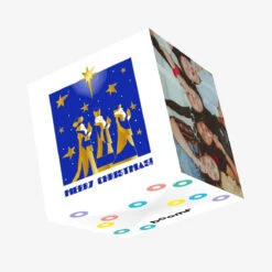 Merry Christmas Three Wise Men And Stars Confetti-exploding Greetings Card