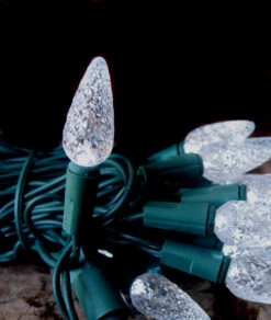 BLOWOUT 25 Outdoor Cool White LED C7 Strawberry String Lights, 16.6FT Green Cord, Weatherproof, Expandable -Christmas Decoration Shop 25 cool white led c7 commercial outdoor string lights 16 6ft expandable green cord 17