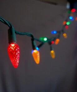 25 Outdoor RGB LED C9 Strawberry String Lights, 16.6FT Green Cord, Weatherproof, Expandable -Christmas Decoration Shop 25 multi color rgb led c9 commercial outdoor string lights 16 6ft expandable green cord 32