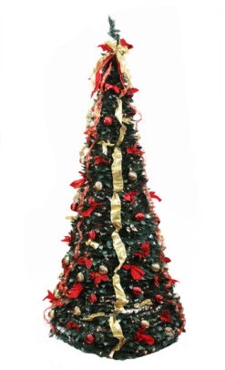 6' Pre-Lit Pop Up Medium Red And Gold Artificial Christmas Tree - Clear Lights - 31464144