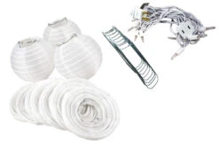 BLOWOUT 4" White Shimmering Nylon Lantern Party String Lights (8FT, Expandable) -Christmas Decoration Shop 4 white nylon party string lights 98