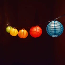 BLOWOUT 10 Socket Multi Color Round Paper Lantern Party String Lights (4" Lanterns, Expandable)
