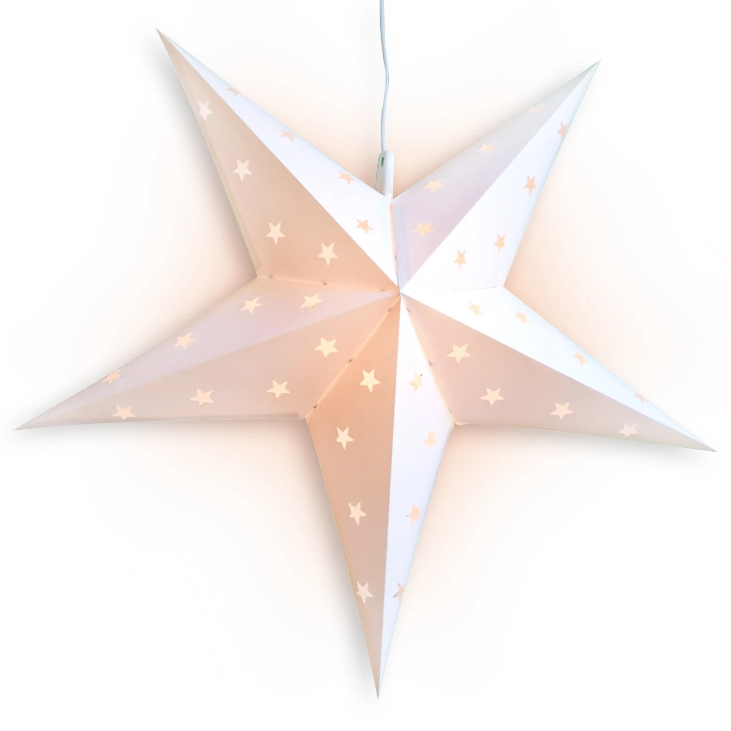 LANTERN + CORD + BULB | 24" White Weatherproof Star Lantern Light Lamp, Hanging Decoration 3 LANTERN + CORD + BULB | 24" White Weatherproof Star Lantern Light Lamp, Hanging Decoration