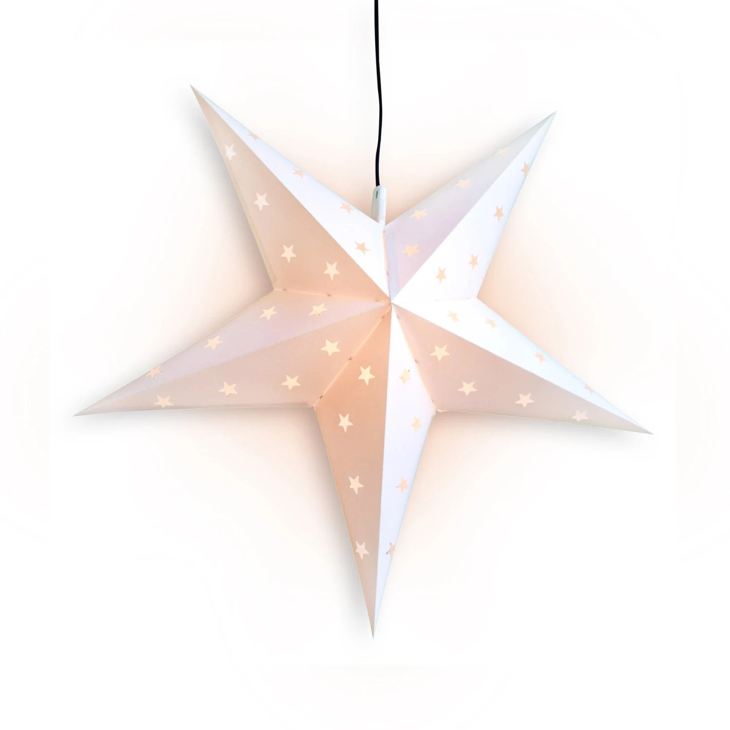 LANTERN + CORD + BULB | 20" White Weatherproof Star Lantern Light Lamp, Hanging Decoration 7 LANTERN + CORD + BULB | 20" White Weatherproof Star Lantern Light Lamp, Hanging Decoration - Image 5