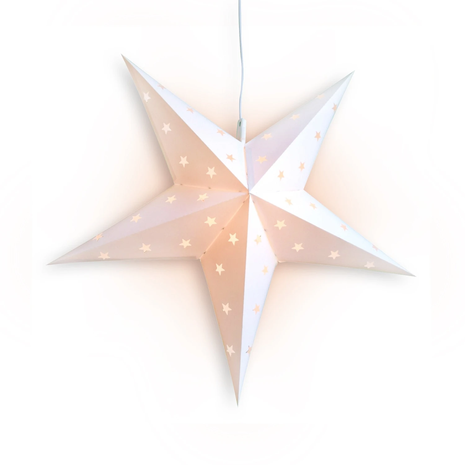 LANTERN + CORD + BULB | 20" White Weatherproof Star Lantern Light Lamp, Hanging Decoration 3 LANTERN + CORD + BULB | 20" White Weatherproof Star Lantern Light Lamp, Hanging Decoration