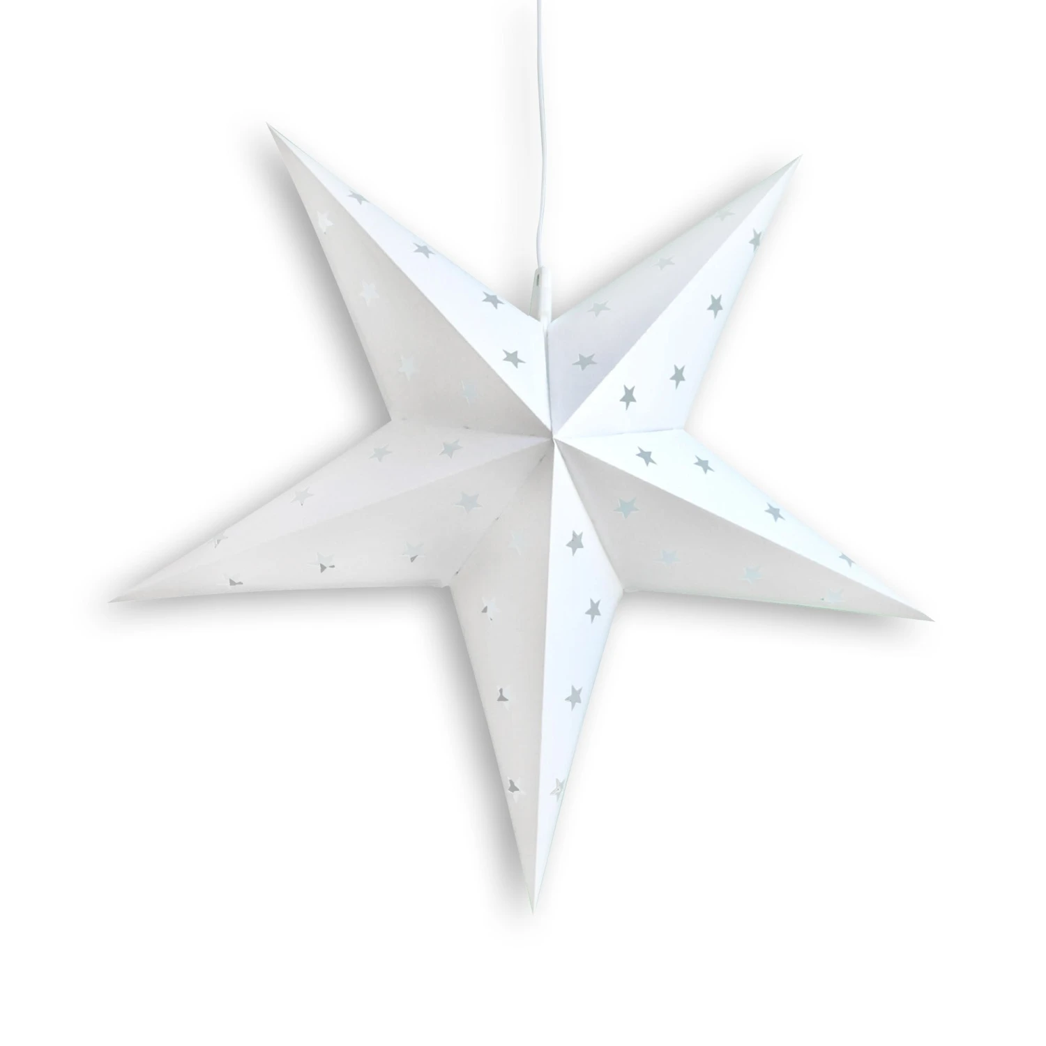 LANTERN + CORD + BULB | 20" White Weatherproof Star Lantern Light Lamp, Hanging Decoration 8 LANTERN + CORD + BULB | 20" White Weatherproof Star Lantern Light Lamp, Hanging Decoration - Image 6