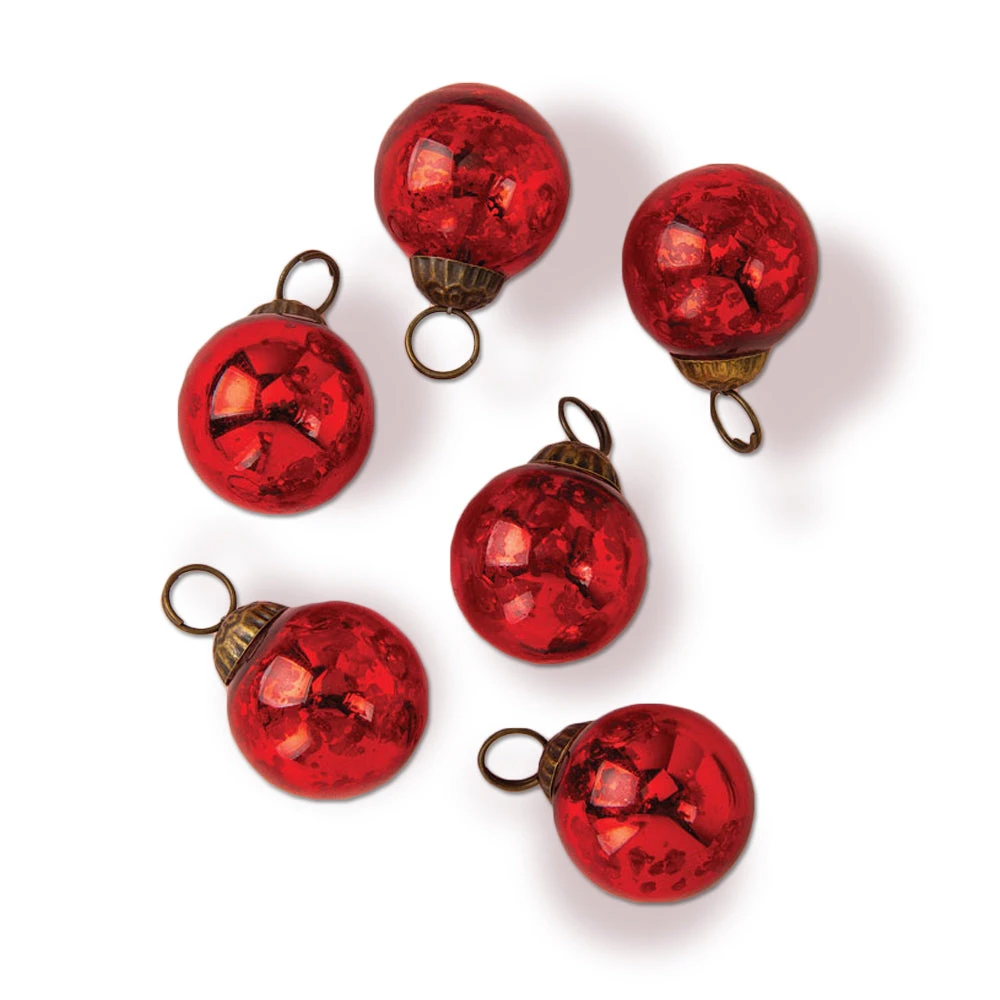 6 Pack | 1.5" Red Ava Mini Mercury Handcrafted Glass Balls Ornaments Christmas Tree Decoration 4 6 Pack | 1.5" Red Ava Mini Mercury Handcrafted Glass Balls Ornaments Christmas Tree Decoration - Image 2