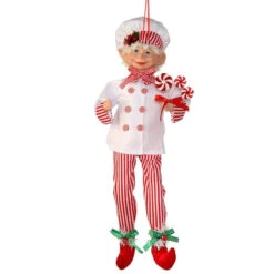 Bendable Candy Chef Elf Ornament