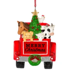 Red Truck Ornament - Merry Christmas