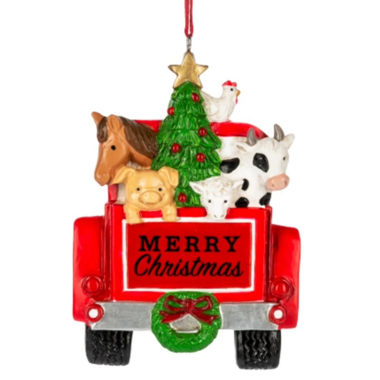 Red Truck Ornament - Merry Christmas 3 Red Truck Ornament - Merry Christmas