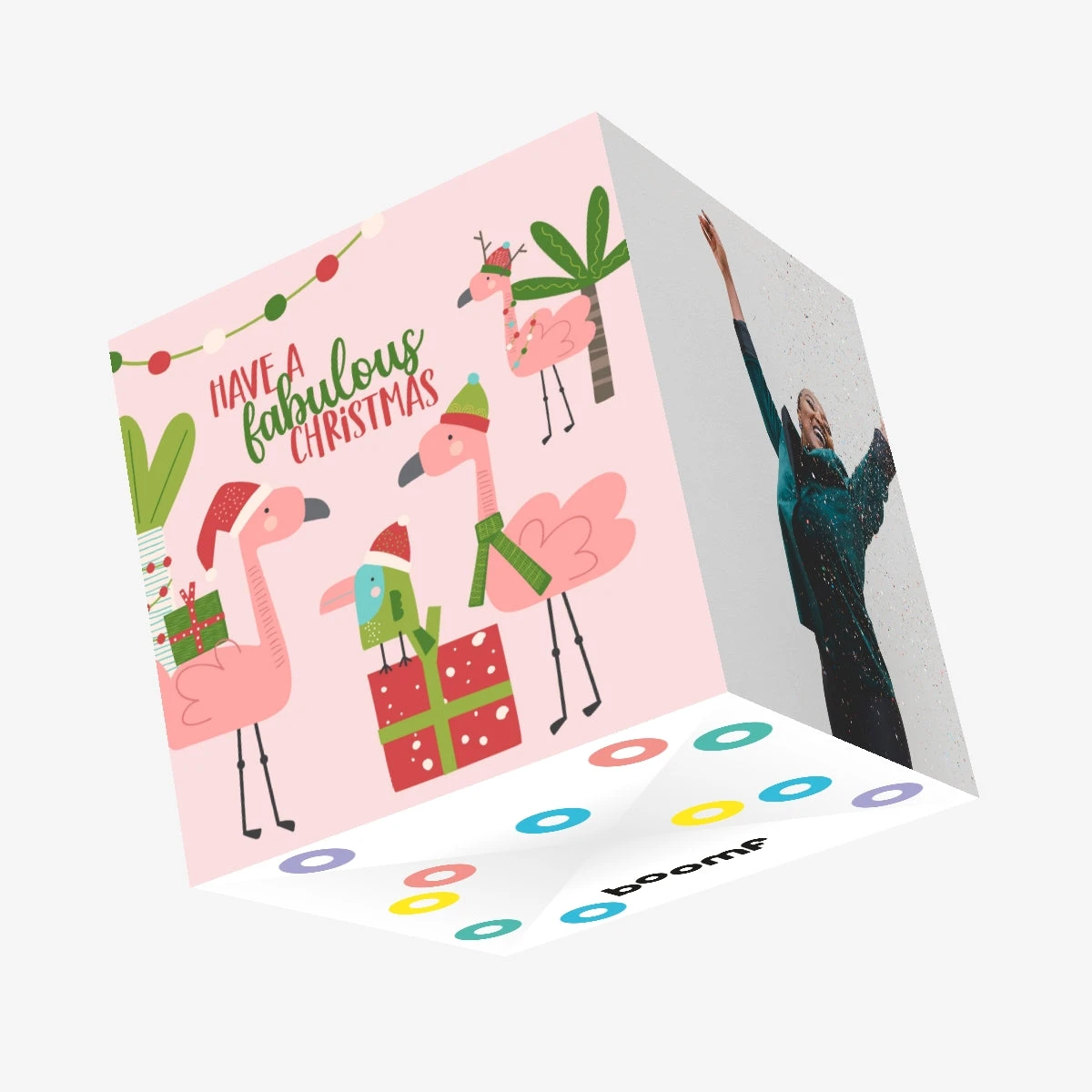 Fabulous Flamingos Christmas Confetti-exploding Greetings Card 3 Fabulous Flamingos Christmas Confetti-exploding Greetings Card