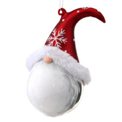 Glass Gnome Santa Head Ornament
