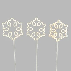 Raz 24.5" Box Of 3 Lighted Snowflake Stakes Christmas Decor L4240608