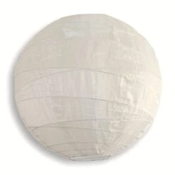 24" Beige Shimmering Nylon Lantern, Crisscross Ribbing, Durable, Hanging