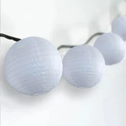 BLOWOUT 4" White Shimmering Nylon Lantern Party String Lights (8FT, Expandable) -Christmas Decoration Shop NYL WHUNLIT