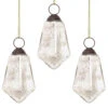 3-PACK | 3" Silver Kayla Mercury Glass Teardrop Ornament Christmas Tree Decoration