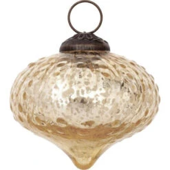 2.75" Gold Tania Mercury Glass Dotted Drop Ornament Christmas Decoration