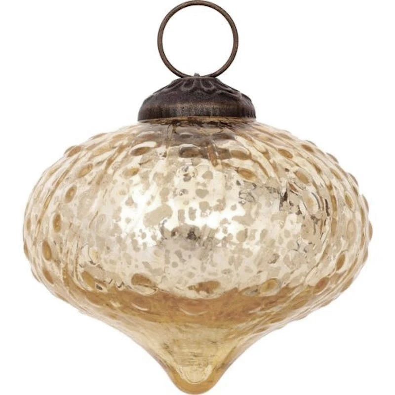 2.75" Gold Tania Mercury Glass Dotted Drop Ornament Christmas Decoration 3 2.75" Gold Tania Mercury Glass Dotted Drop Ornament Christmas Decoration