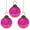 3-PACK | 2.5" Fuchsia Ava Mercury Glass Ball Ornament Christmas Holiday Decoration