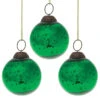 3-PACK | 2.5" Green Ava Mercury Glass Ball Ornament Christmas Holiday Decoration