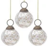 3-PACK | 3" Silver Penina Mercury Glass Round Faceted Ornament Christmas Decoration -Christmas Decoration Shop OR92SV 3