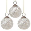 3-PACK | 2.5" Silver Nola Mercury Glass Waved Ball Ornament Christmas Decoration -Christmas Decoration Shop OR94SV 3