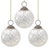 3-PACK | 3" Silver Joy Mercury Disco Ball Glass Ornament Christmas Tree Decoration -Christmas Decoration Shop OR96SV 3