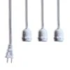 Triple Socket White Weatherproof Outdoor Pendant Light Lamp Cord For Lanterns, E26, 19 FT