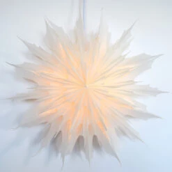 32" White Sleet Snowflake Lantern Pizzelle Design - Great With Or Without Lights - Ideal For Holiday And Snowflake Decorations, Weddings, Parties, And Home Decor -Christmas Decoration Shop SD 081MAIN