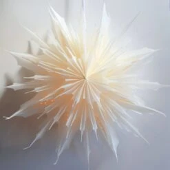 24" White Sleet Snowflake Lantern Pizzelle Design - Great With Or Without Lights - Ideal For Holiday And Snowflake Decorations, Weddings, Parties, And Home Decor