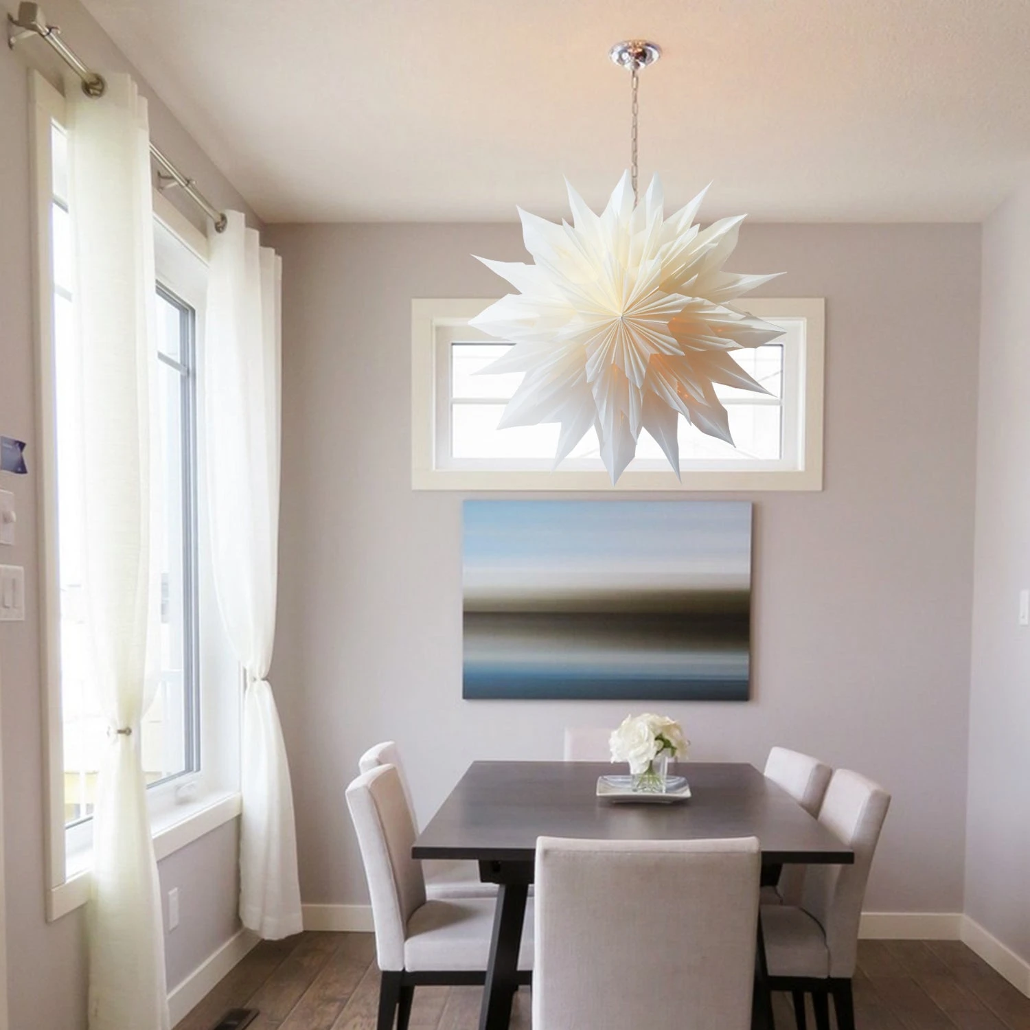 24" White Apricity Snowflake Lantern Pizzelle Design - Great With Or Without Lights - Ideal For Holiday And Snowflake Decorations, Weddings, Parties, And Home Decor 4 24" White Apricity Snowflake Lantern Pizzelle Design - Great With Or Without Lights - Ideal For Holiday And Snowflake Decorations, Weddings, Parties, And Home Decor - Image 2