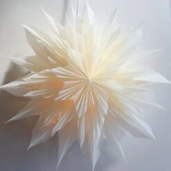 24" White Apricity Snowflake Lantern Pizzelle Design - Great With Or Without Lights - Ideal For Holiday And Snowflake Decorations, Weddings, Parties, And Home Decor