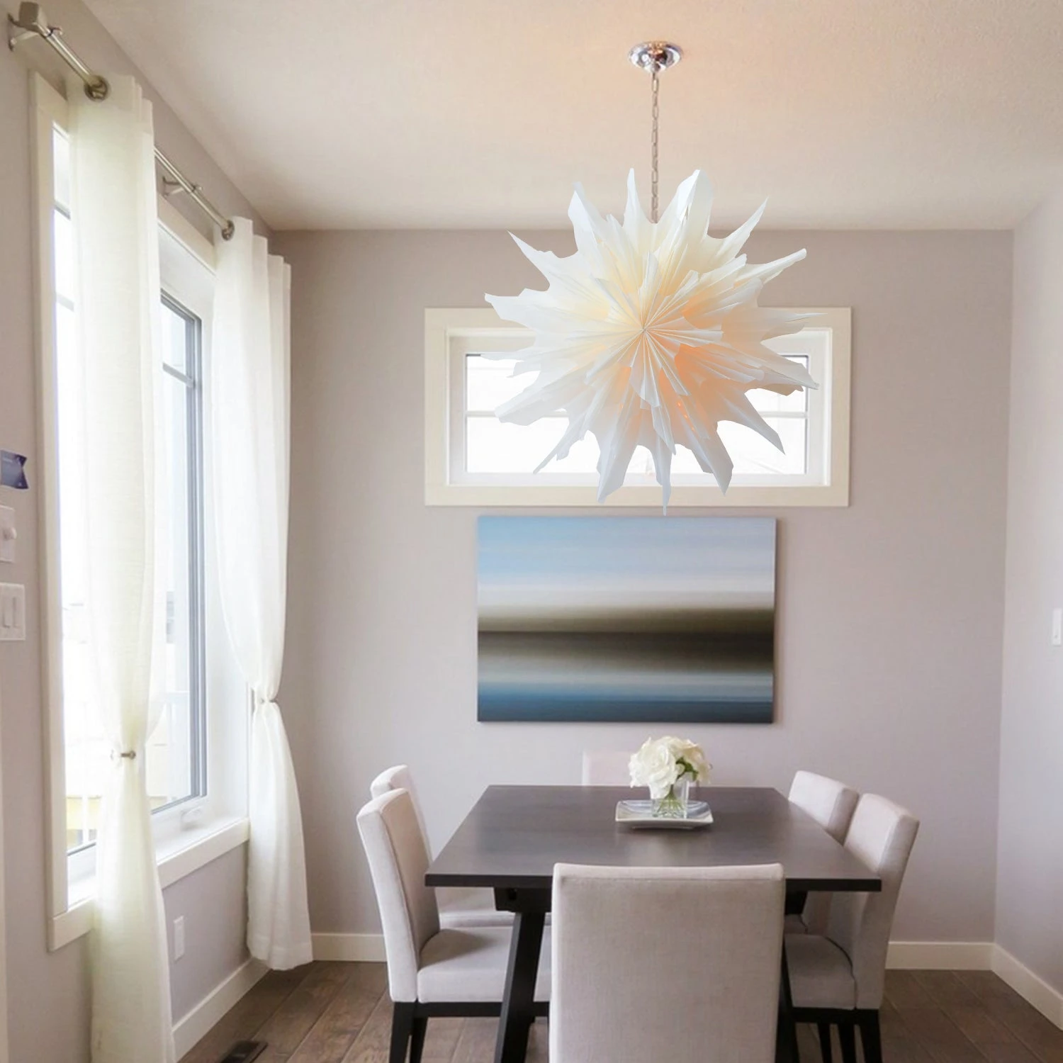 32" White Icicle Snowflake Lantern Pizzelle Design - Great With Or Without Lights - Ideal For Holiday And Snowflake Decorations, Weddings, Parties, And Home Decor 4 32" White Icicle Snowflake Lantern Pizzelle Design - Great With Or Without Lights - Ideal For Holiday And Snowflake Decorations, Weddings, Parties, And Home Decor - Image 2