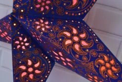 24" Blue / Copper Glitter Winds Paper Star Lantern, Hanging Decoration -Christmas Decoration Shop SD 11 BLBRG 2
