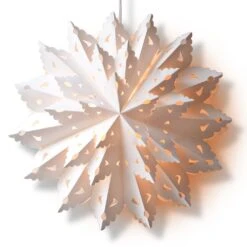 Quasimoon Pizzelle Paper Snowflake Lantern (22-Inch, Bright White, Blizzard Wreath Snowflake Design) - Great With Or Without Lights - Holiday Snowflake Decoration