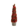2' Red Potted Pine Cone Crab Apple Pencil Artificial Christmas Tree - Unlit