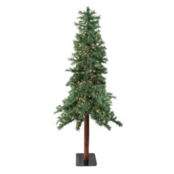 8' Pre-Lit Slim Traditional Woodland Alpine Artificial Christmas Tree - Clear Lights