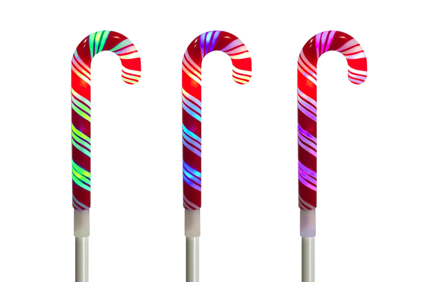 Brite Star 3 Count LED Lighted Candy Cane Pathway Markers Outdoor Christmas Decoration 48-562-00 3 Brite Star 3 Count LED Lighted Candy Cane Pathway Markers Outdoor Christmas Decoration 48-562-00