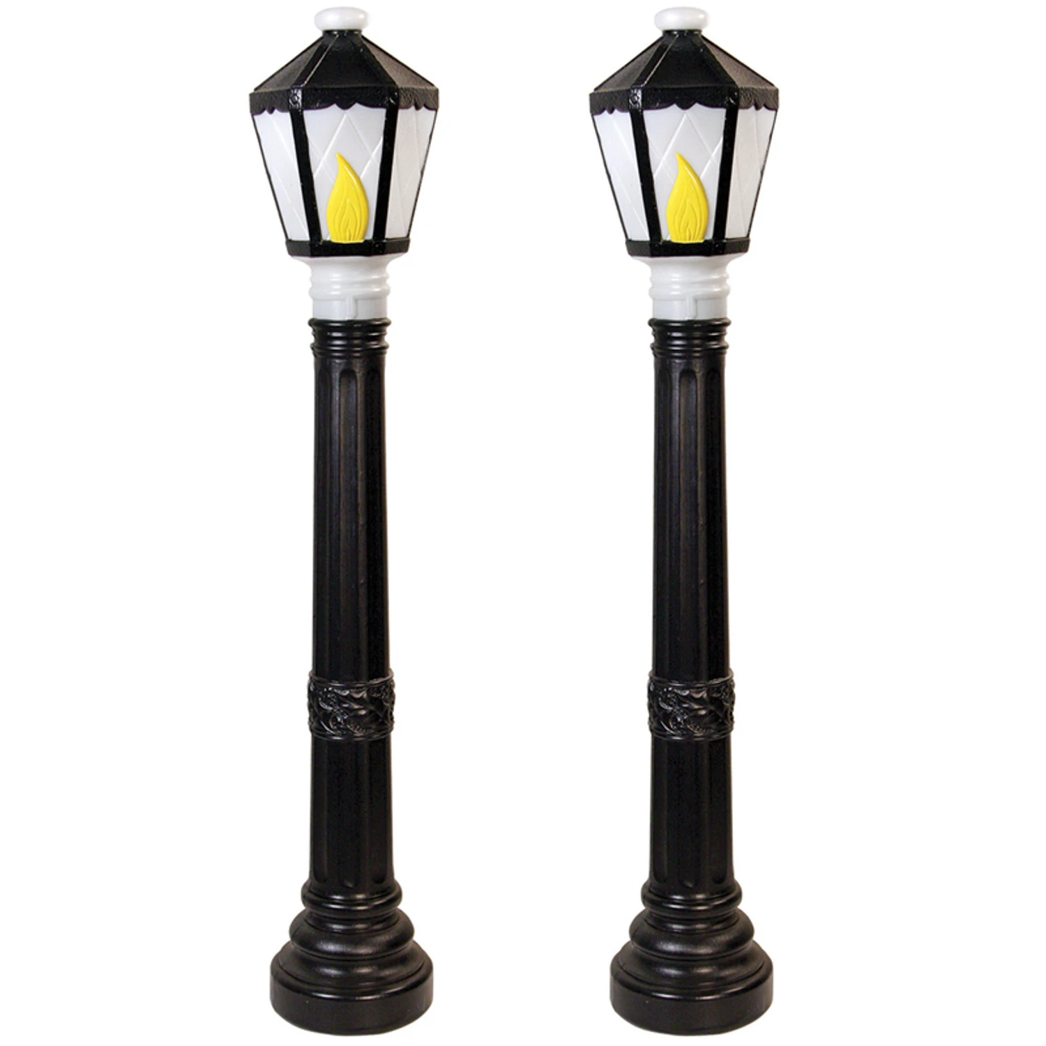 Set Of 2 Black Lamp Post Lighted Christmas Blow MoldsC5051 3 Set Of 2 Black Lamp Post Lighted Christmas Blow MoldsC5051