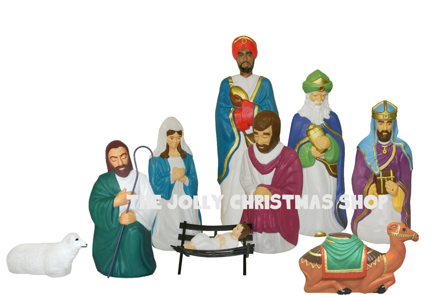 Blow Mold Life Size Christmas Nativity 10pc Set 3 Blow Mold Life Size Christmas Nativity 10pc Set