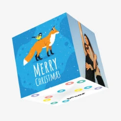 Merry Christmas Cute Fox And Great Tit Confetti-exploding Greetings Card