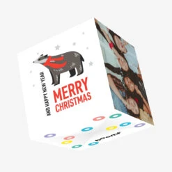 Merry Christmas And Happy New Year Cute Badger In A Scarf Confetti-exploding Greetings Card
