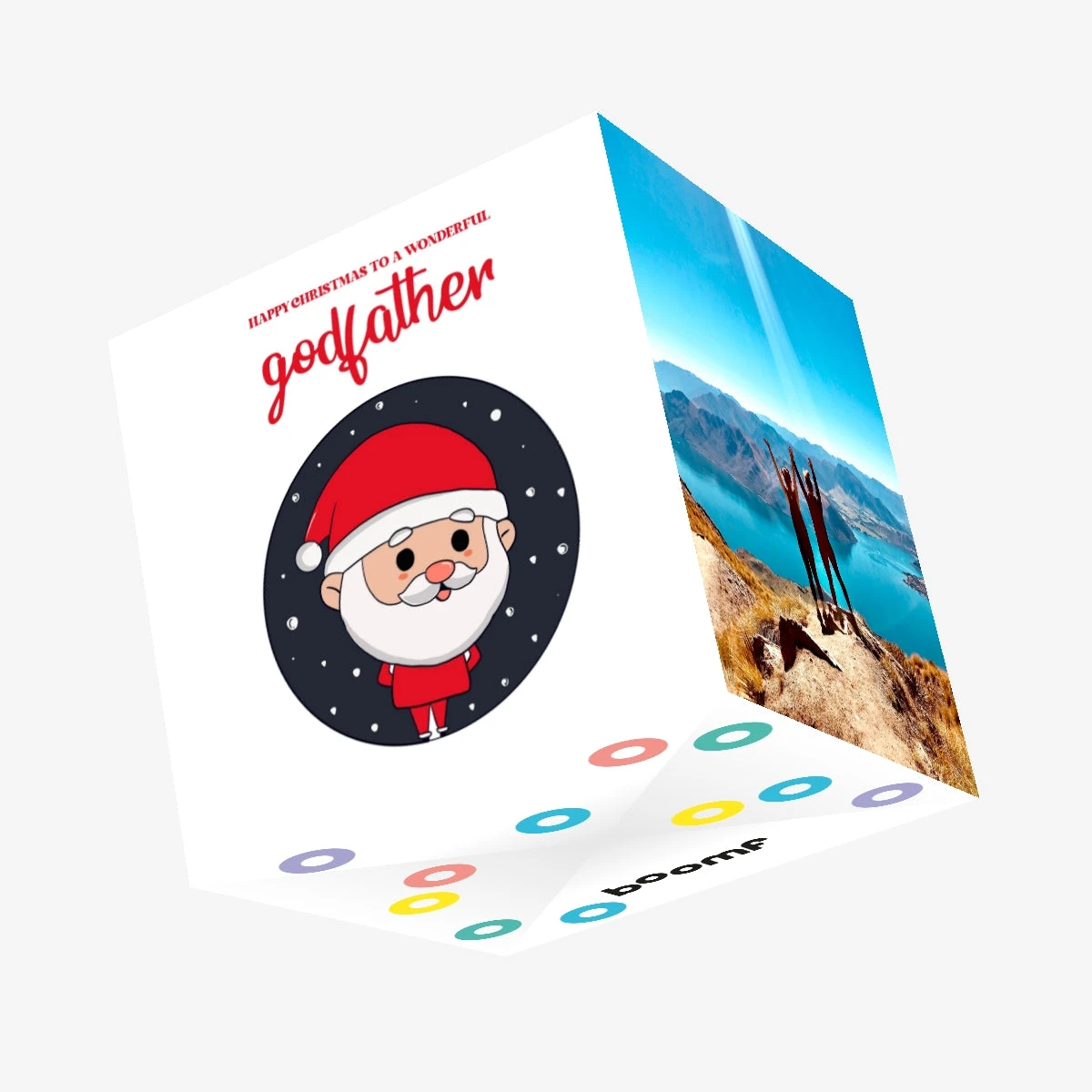 Happy Christmas Godfather Cute Santa Confetti-exploding Greetings Card 3 Happy Christmas Godfather Cute Santa Confetti-exploding Greetings Card